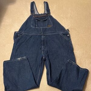 Men's Schmidt Blue Denim Overalls size 48x30 some cuff wear